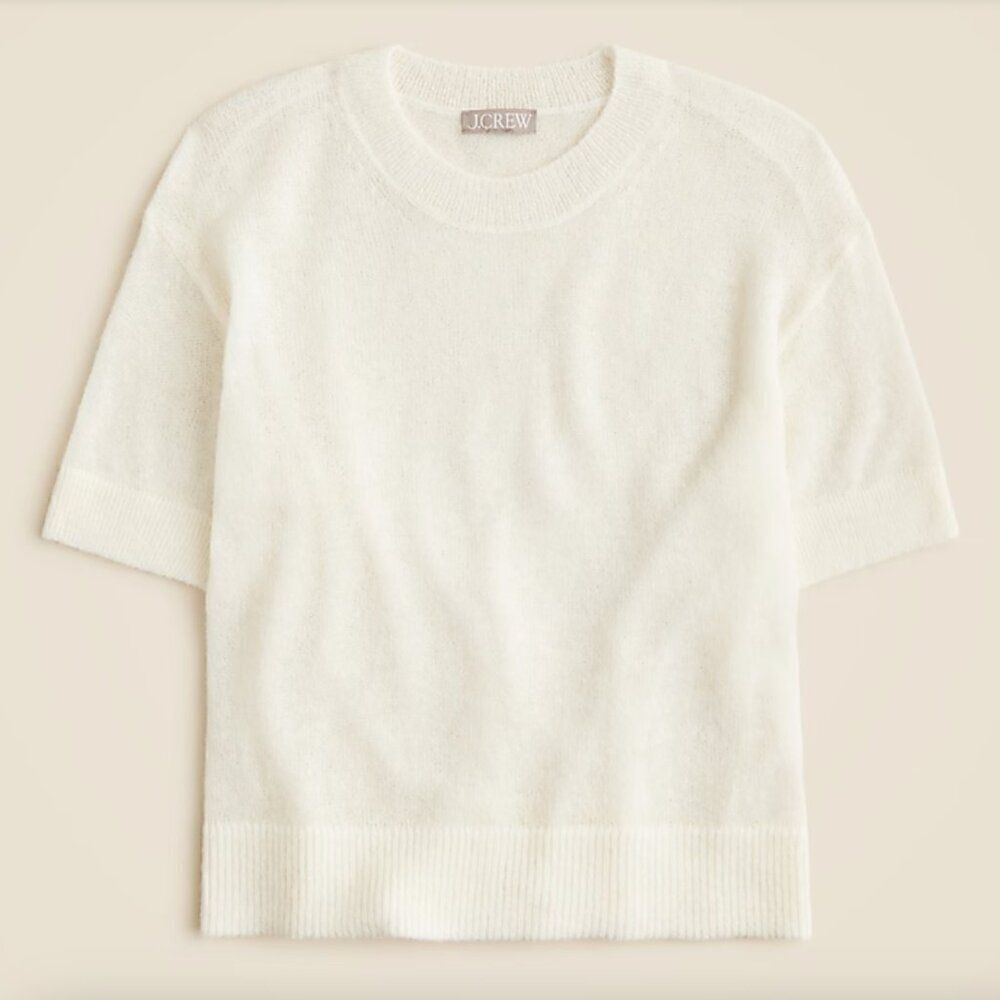 J. Crew CK497 ivory Alpaca-blend Oversized Sweater T-shirt For Women XL NWT